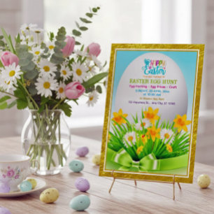 Gelukkig Pasen Eierenjacht Lente Bloemen Daisy F Bedankkaart