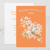 Gelukkig Pasen Elegante Bloemige Kersenbloesem Len Feestdagenkaart (Voorkant / Achterkant)