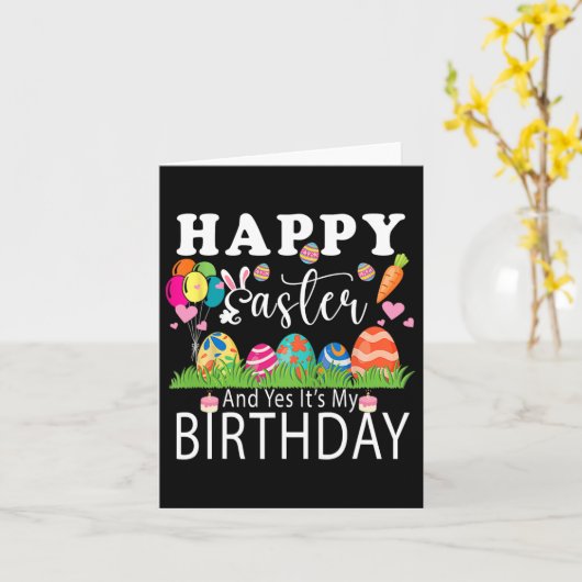Gelukkig Pasen en ja, het is mijn verjaardag April Kaart (Gele Bloem)