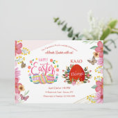 Gelukkig Pasen Engels / Griekse uitnodiging (Staand voorkant)