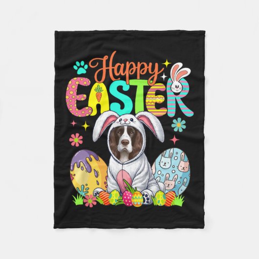 Gelukkig Pasen Engels Springer Spaniel Cosplay Bun Fleece Deken (Voorkant)