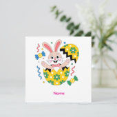 Gelukkig Pasen Feest Konijn dat naar buiten spring Kaart (Staand voorkant)