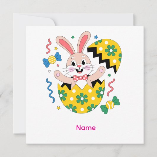 Gelukkig Pasen Feest Konijn dat naar buiten spring Kaart (Voorkant)