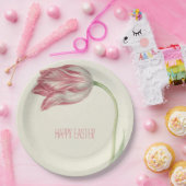 Gelukkig Pasen |  Fine Art Roze & Witte Tulp Papieren Bordje (Feest)