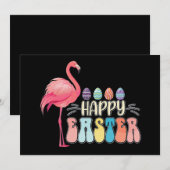 Gelukkig Pasen Flamingo Bunny Ei Mand Kaart (Voorkant / Achterkant)