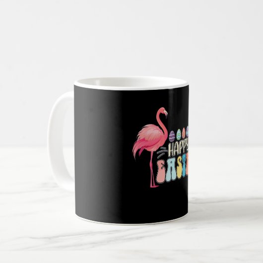 Gelukkig Pasen Flamingo Bunny Ei Mand Koffiemok (Voorkant links)