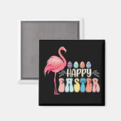 Gelukkig Pasen Flamingo Bunny Ei Mand Magneet (Voorkant / Achterkant)