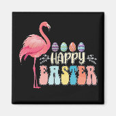 Gelukkig Pasen Flamingo Bunny Ei Mand Magneet (Voorkant)