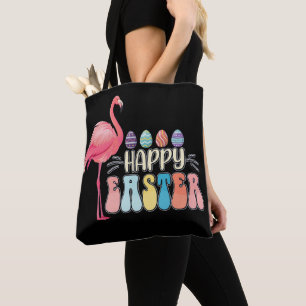 Gelukkig Pasen Flamingo Konijn Eieren Mand Tote Bag