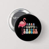 Gelukkig Pasen Flamingo Konijn Eiermand Ronde Button 5,7 Cm (Voorkant /achterkant)