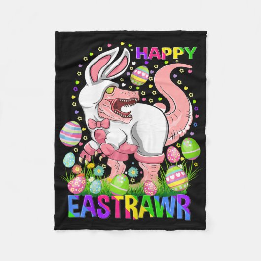 Gelukkig Pasen Funny T Rex Pasen Dag Dinosaur Fleece Deken (Voorkant)