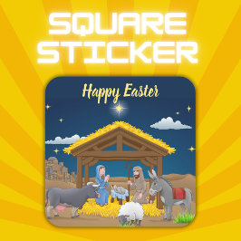 Gelukkig Pasen - Geboorte | Vierkante Sticker