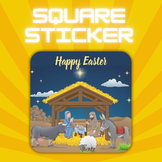 Gelukkig Pasen - Geboorte | Vierkante Sticker