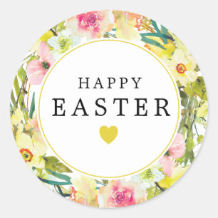 Gelukkig Pasen geel Daffodil hart Ronde Sticker