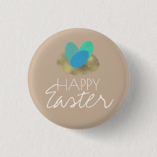 Gelukkig Pasen Gevlekt Ei Pasen Nest Feest Ronde Button 3,2 Cm