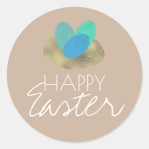 Gelukkig Pasen Gevlekt Ei Pasen Nest Feest Ronde Sticker