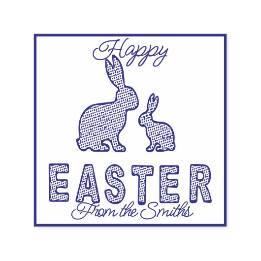 Gelukkig Pasen - Gevlekte konijnen Zelfinktende Stempel (Design)