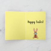 Gelukkig Pasen Gezicht Gemaskerd Konijntje Feestdagen Kaart (Binnen)