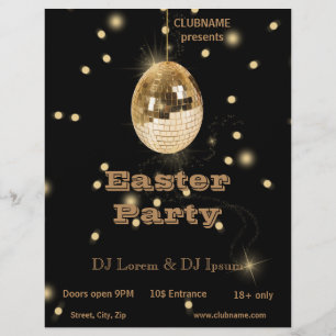 Gelukkig Pasen Gouden Disco Bal Flyer
