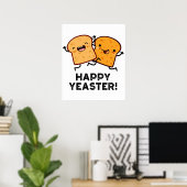 Gelukkig Pasen Grappig Brood Pun Poster (Thuiskantoor)