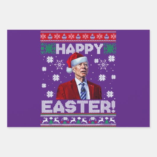 Gelukkig Pasen Grappig Joe Biden Kerstmis 2023 Inpakpapier Vel (Voorkant 3)