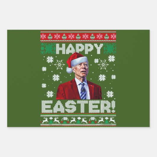 Gelukkig Pasen Grappig Joe Biden Kerstmis 2023 Inpakpapier Vel (Voorkant)