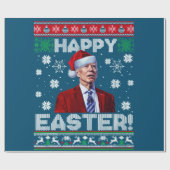 Gelukkig Pasen Grappig Joe Biden Kerstmis blauw Cadeaupapier (Vlak)