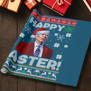 Gelukkig Pasen Grappig Joe Biden Kerstmis blauw Cadeaupapier