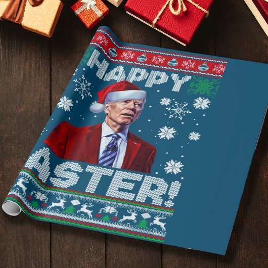 Gelukkig Pasen Grappig Joe Biden Kerstmis blauw Cadeaupapier