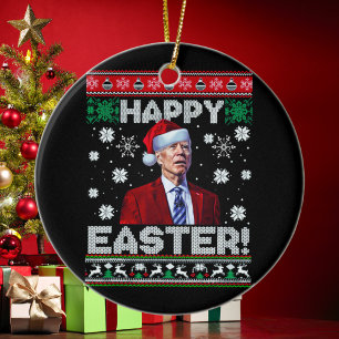 Gelukkig Pasen Grappig Joe Biden Kerstmis Keramisch Ornament