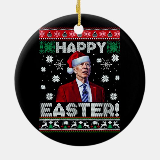 Gelukkig Pasen Grappig Joe Biden Kerstmis Keramisch Ornament (Achterkant)