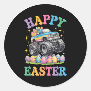 Gelukkig Pasen Grappige Monstertruck Verplettert E Ronde Sticker