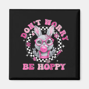 Gelukkig Pasen Groovy Bunny Gezicht Maak je geen z Magneet