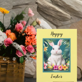 Gelukkig Pasen Hawaïaans tropisch konijn & eieren Kaart