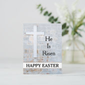 Gelukkig Pasen Hij is Risen Cross Church Service Feestdagenkaart (Staand voorkant)