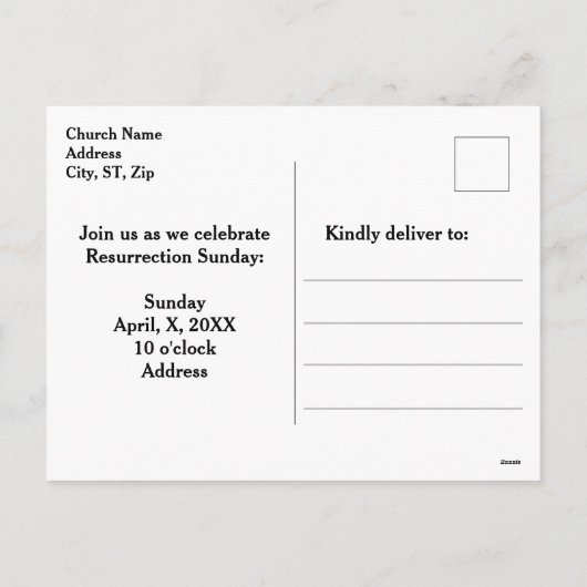 Gelukkig Pasen Hij is Risen Cross Church Service Feestdagenkaart (Achterkant)