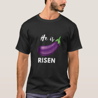 Gelukkig Pasen Hij is verrezen aubergine vrouwen g T-shirt
