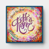 Gelukkig Pasen Hij is Verrezen  Geloof Fotoplaat (Voorkant)