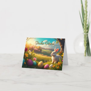 Gelukkig Pasen in een lentelandschap Kaart