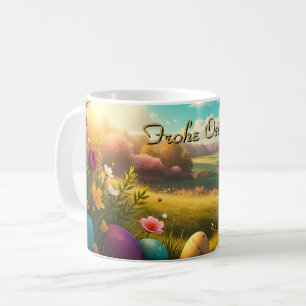 Gelukkig Pasen in een lentelandschap Koffiemok