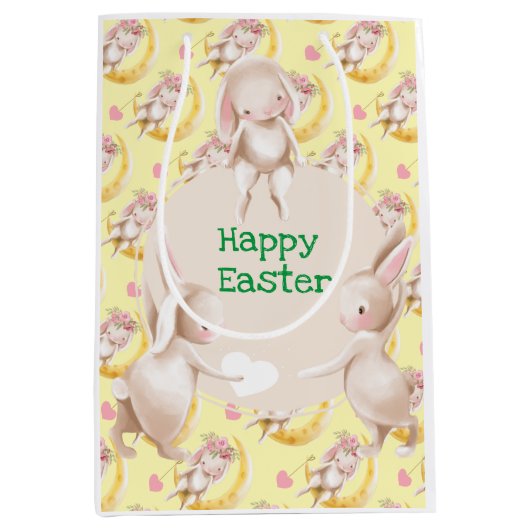 Gelukkig Pasen in Geel Medium Cadeauzakje (Voorkant)