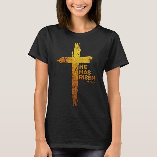 Gelukkig Pasen Jezus dat hij religieus christen he T-shirt (Voorkant)