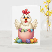 Gelukkig Pasen Kip Kaart (Gele Bloem)