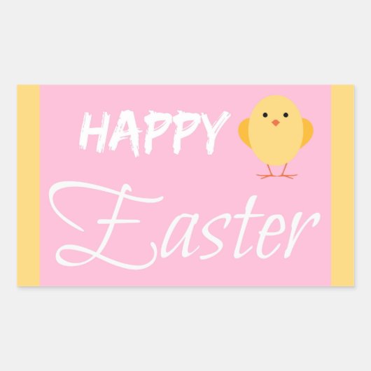 Gelukkig Pasen Kleine Chick Geel Rechthoekige Sticker (Voorkant)