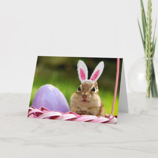 Gelukkig Pasen Kleine Chipmunk Feestdagen Kaart (Voorkant)