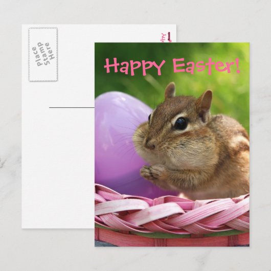 Gelukkig Pasen Kleine Chipmunk Feestdagenkaart (Voorkant / Achterkant)