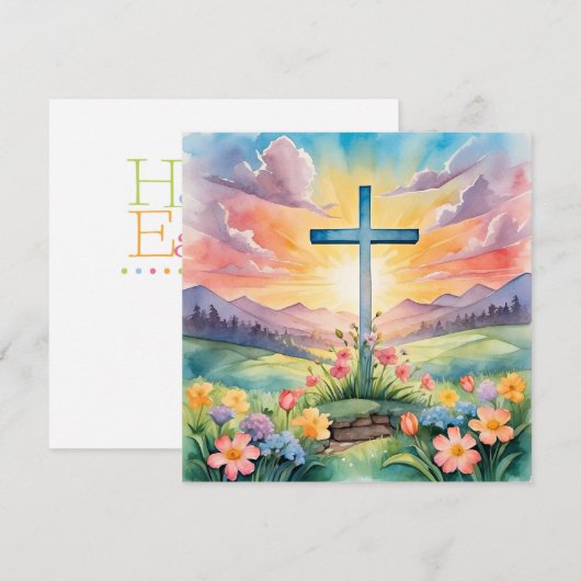 Gelukkig Pasen, kleurrijke illustratie, (Voorkant / Achterkant)