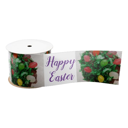 Gelukkig Pasen Kleurrijke Jelly Candy Beans Satijnen Lint (Spoel)