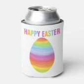 Gelukkig Pasen Kleurrijke Strepen Gestreept Paasei Blikjeskoeler (Blikje Voorkant)