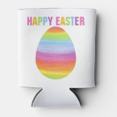 Gelukkig Pasen Kleurrijke Strepen Gestreept Paasei Blikjeskoeler (Voorkant)
